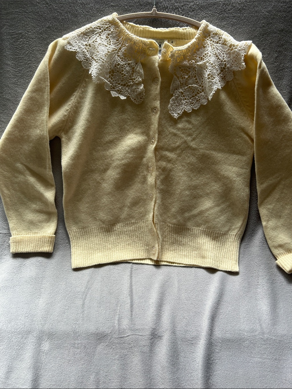 Together Pale Yellow Lace-Collar Cardigan